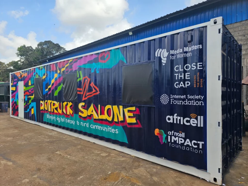 In the image it's display the Digitruck Salone, a BOLT-funded project empowering students and female entrepreneurs in rural communities in Sierra Leone.